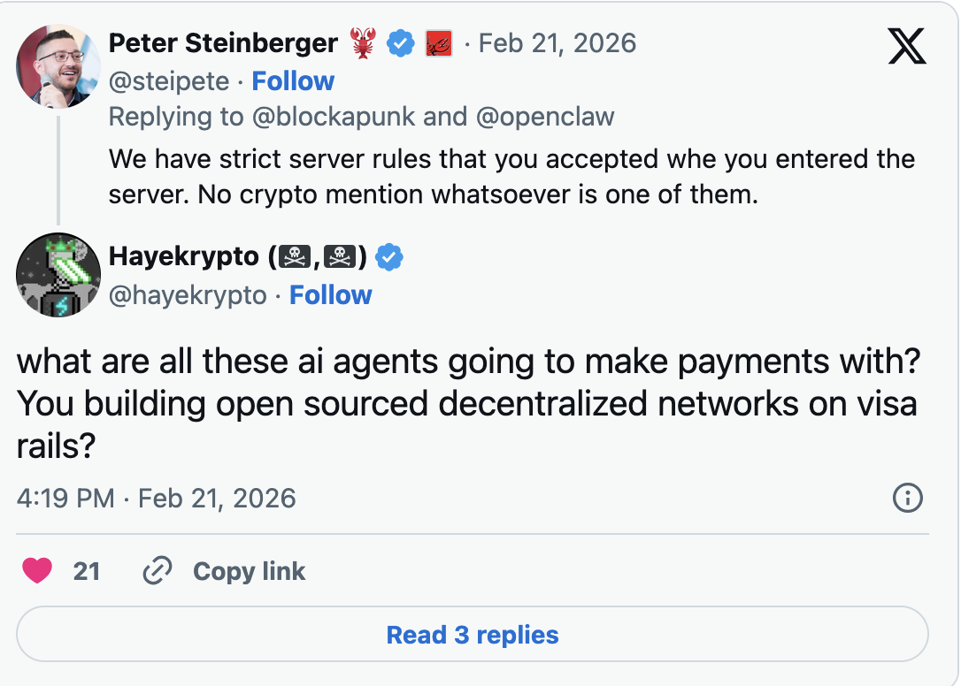 what are all these ai agents going to make payments with? You building open sourced decentralized networks on visa rails?