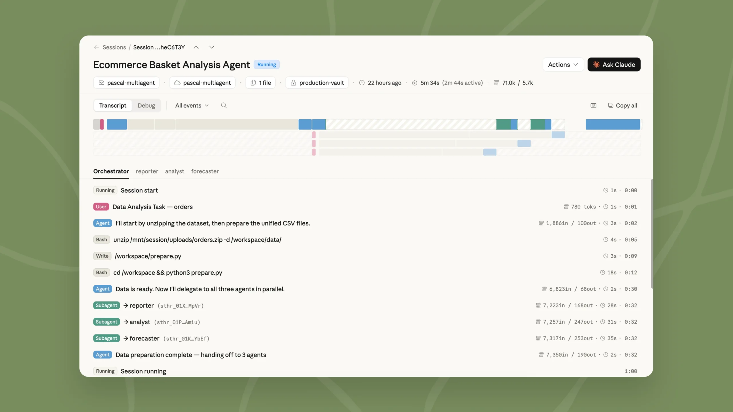 Multi-agent orchestration in practice: An orchestrator prepares data and delegates the analysis in parallel to three specialized sub-agents. | Image: Anthropic
