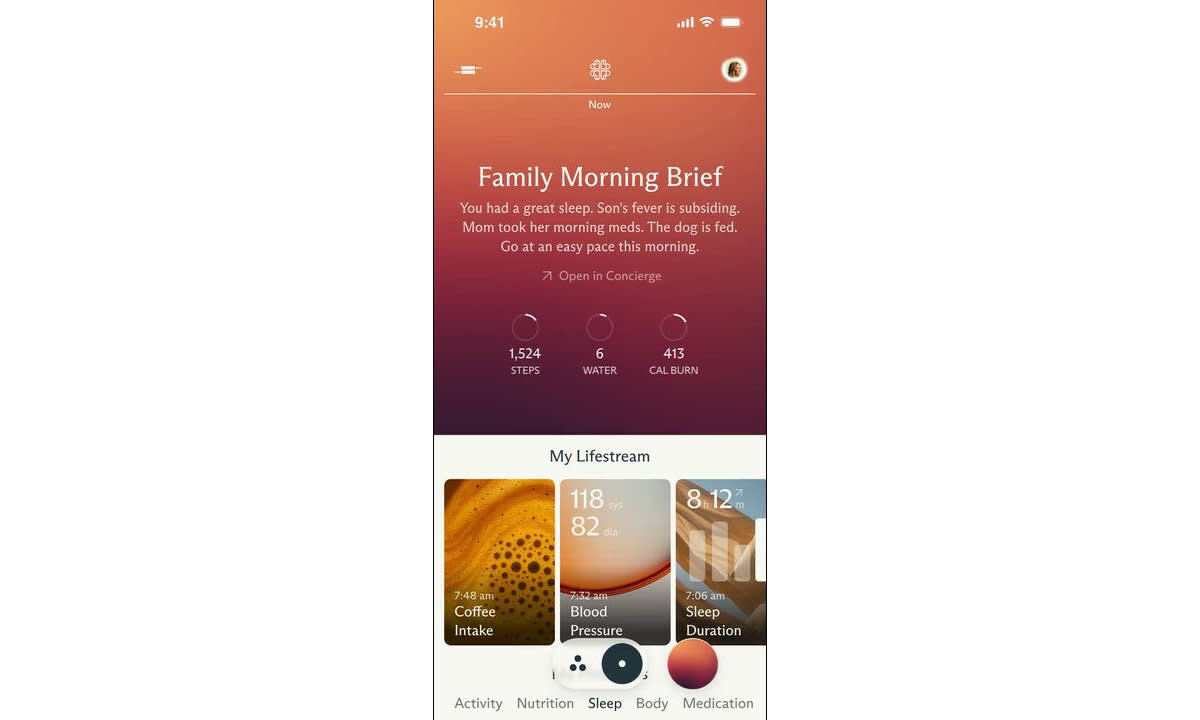 The interface of a mobile health monitoring app. Illustration: Luffu